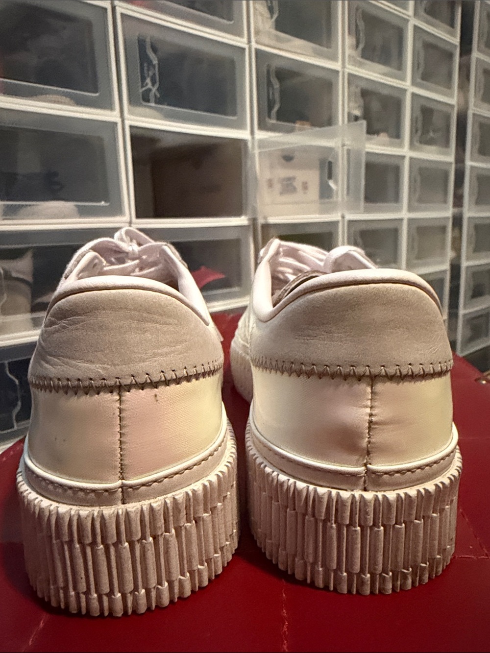 adidas White Samba Platform Sneakers with Iridescent Stripes - Picture 4 of 7